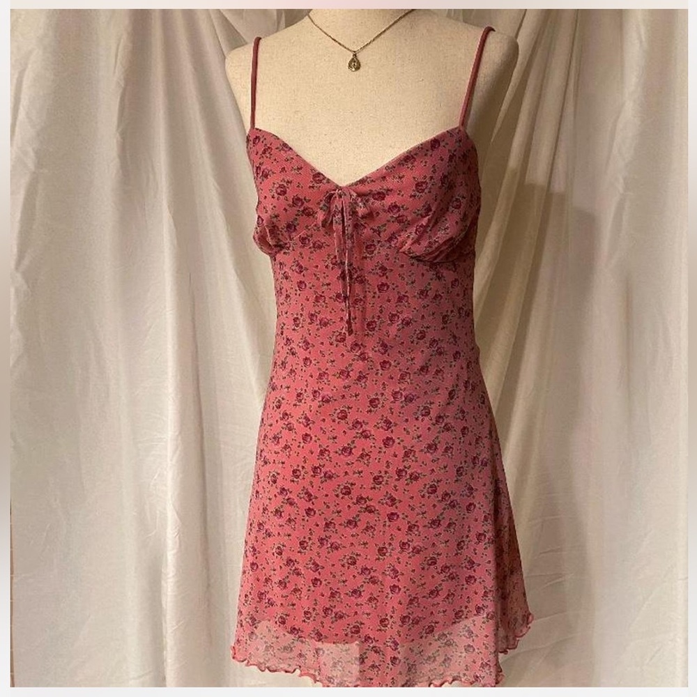 UO Fairycore Mesh Floral Baby Doll Summer Mini Dress | Size Small - Picture 4 of 4